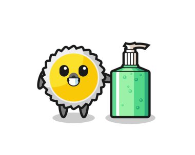 El dezenfektanlı güzel testere bıçağı çizgi filmi, şirin tasarım.