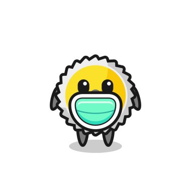cute saw blade cartoon wearing a mask , cute design