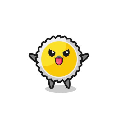 Yaramaz testere bıçağı karakteri alaycı duruşta, şirin tasarım