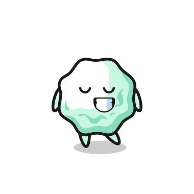 Utangaç bir ifadeyle sakız karikatürü çizimi, şirin bir tasarım.