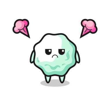 Tatlı sakız çizgi film karakterinin rahatsız edici ifadesi, şirin tasarım.