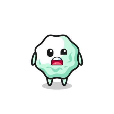 the shocked face of the cute chewing gum mascot , cute design