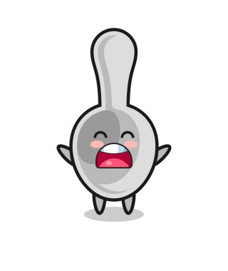 cute spoon mascot with a yawn expression , cute design