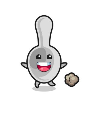 the happy spoon cartoon with running pose , cute design