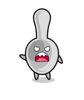cute spoon cartoon in a very angry pose , cute design