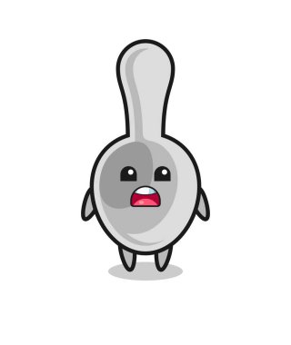 Özür dileyen bir ifadeyle kaşık çizimi, özür dilerim, şirin tasarım.