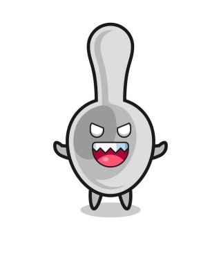 Şeytani kaşık maskotu karakteri, şirin tasarım.