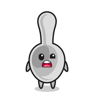 the shocked face of the cute spoon mascot , cute design