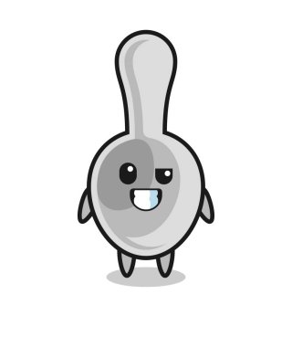 cute spoon mascot with an optimistic face , cute design