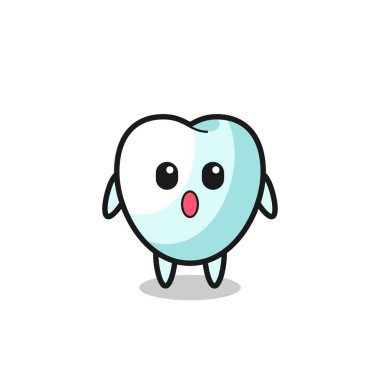 the amazed expression of the tooth cartoon , cute design