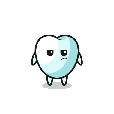 cute tooth character with suspicious expression , cute design