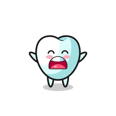 cute tooth mascot with a yawn expression , cute design
