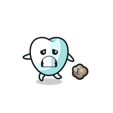 Korkuyla çalışan dişin çizimi, şirin tasarım.