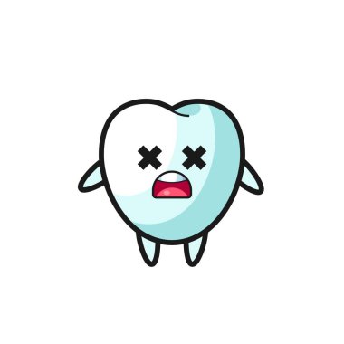 Ölü diş maskotu karakteri, şirin tasarım.