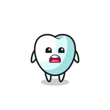 tooth illustration with apologizing expression, saying I am sorry , cute design