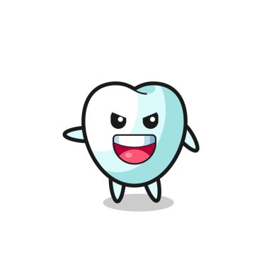 tooth cartoon with very excited pose , cute design