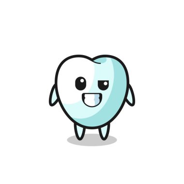 İyimser yüzlü, sevimli bir diş maskotu.