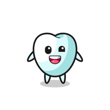 illustration of an tooth character with awkward poses , cute design