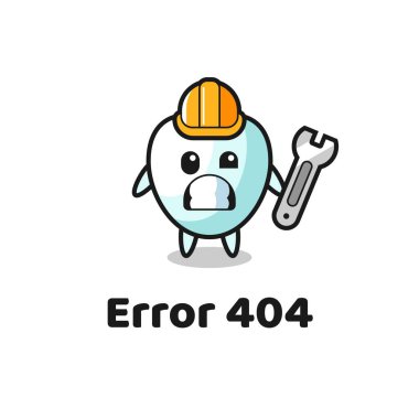 error 404 with the cute tooth mascot , cute design