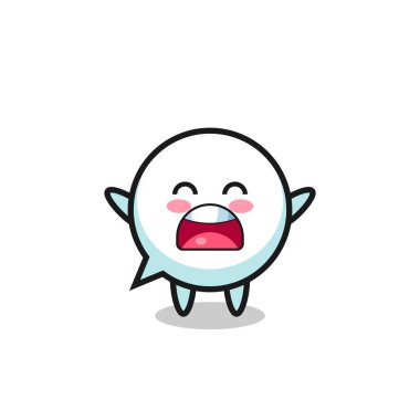 cute speech bubble mascot with a yawn expression , cute design