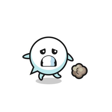 illustration of the speech bubble running in fear , cute design