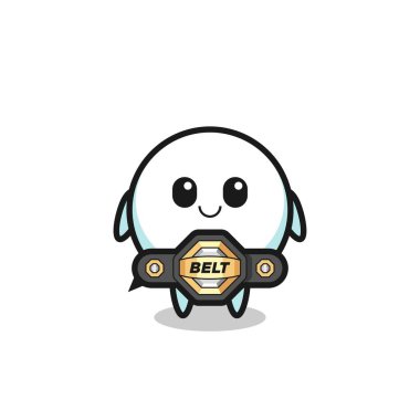 the MMA fighter speech bubble mascot with a belt , cute design