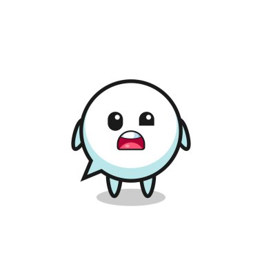 the shocked face of the cute speech bubble mascot , cute design