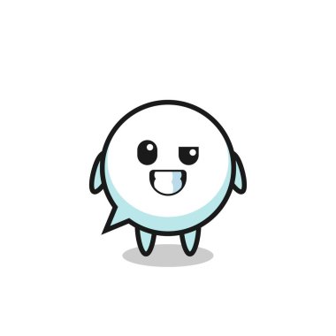 cute speech bubble mascot with an optimistic face , cute design