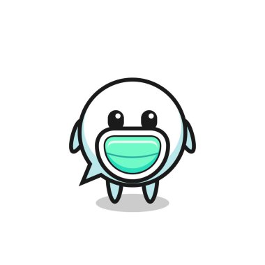 cute speech bubble cartoon wearing a mask , cute design