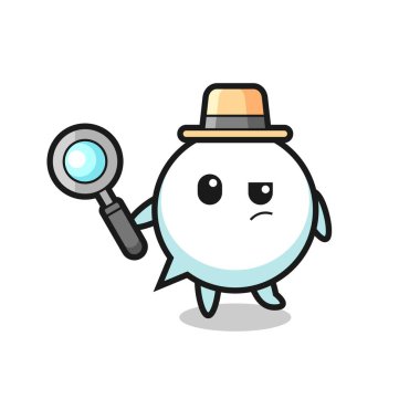 speech bubble detective character is analyzing a case , cute design