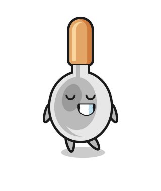 cooking spoon cartoon illustration with a shy expression , cute design