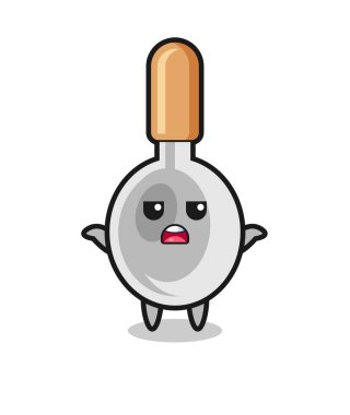 cooking spoon mascot character saying I do not know , cute design