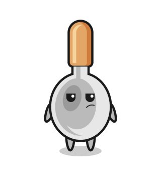 cute cooking spoon character with suspicious expression , cute design