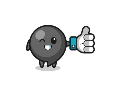 cute comma symbol with social media thumbs up symbol , cute design