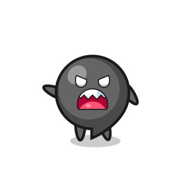 cute comma symbol cartoon in a very angry pose , cute design