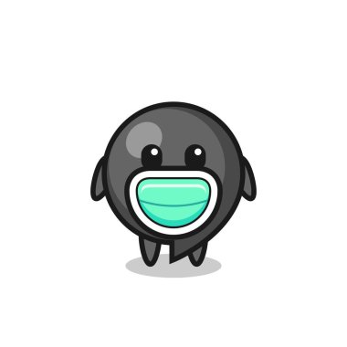 cute comma symbol cartoon wearing a mask , cute design