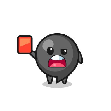 comma symbol cute mascot as referee giving a red card , cute design