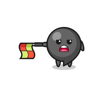 Çizgi yargıcı olarak virgüllü sembol karakteri bayrağı yatay olarak düz tut, şirin tasarım