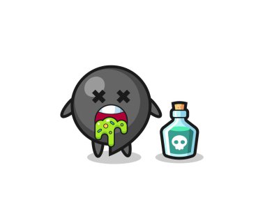 illustration of an comma symbol character vomiting due to poisoning , cute design