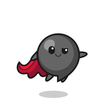 cute comma symbol superhero character is flying , cute design