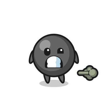 the illustration of the dot symbol cartoon doing fart , cute design