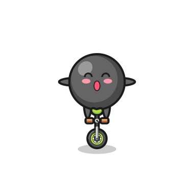The cute dot symbol character is riding a circus bike , cute design