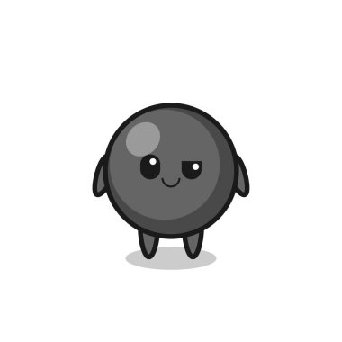 dot symbol cartoon with an arrogant expression , cute design