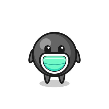 cute dot symbol cartoon wearing a mask , cute design