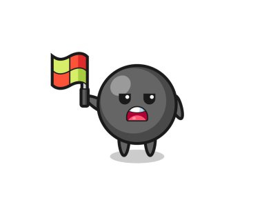 dot symbol character as line judge putting the flag up , cute design