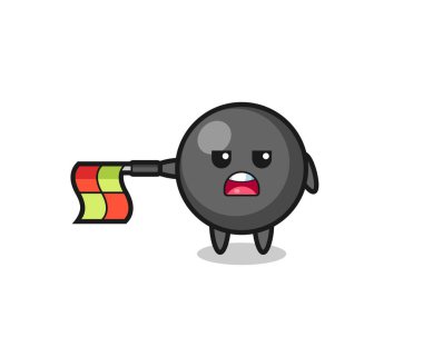 Çizgi yargıcı olarak nokta sembolü karakteri bayrağı yatay olarak düz tut, şirin tasarım