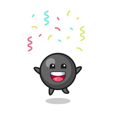 happy dot symbol mascot jumping for congratulation with colour confetti , cute design