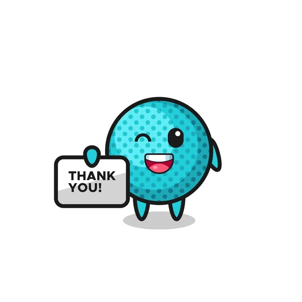Mascot Spiky Ball Holding Banner Says Thank You Cute Design — Stock Vector