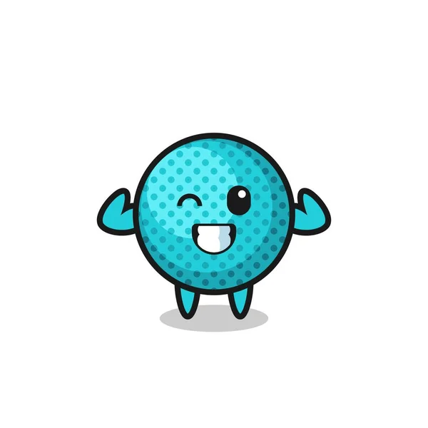 Muscular Spiky Ball Character Posing Showing His Muscles Cute Design — Stockový vektor