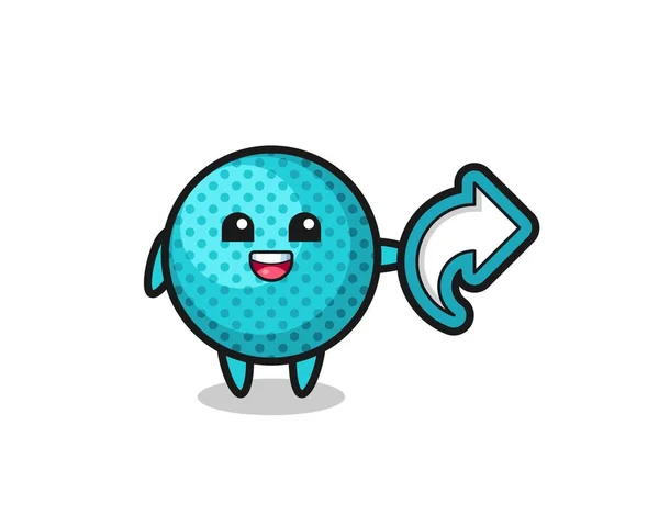 Cute Spiky Ball Hold Social Media Share Symbol Cute Design — Stock Vector